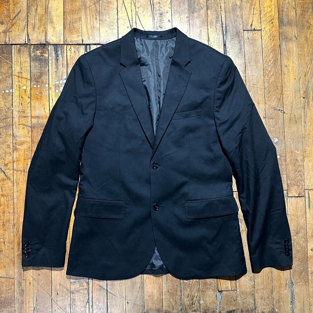 H&M Blazer Jacket Men's Size 40R‎ Black Skinny Fit Single Breasted Notch Lapel